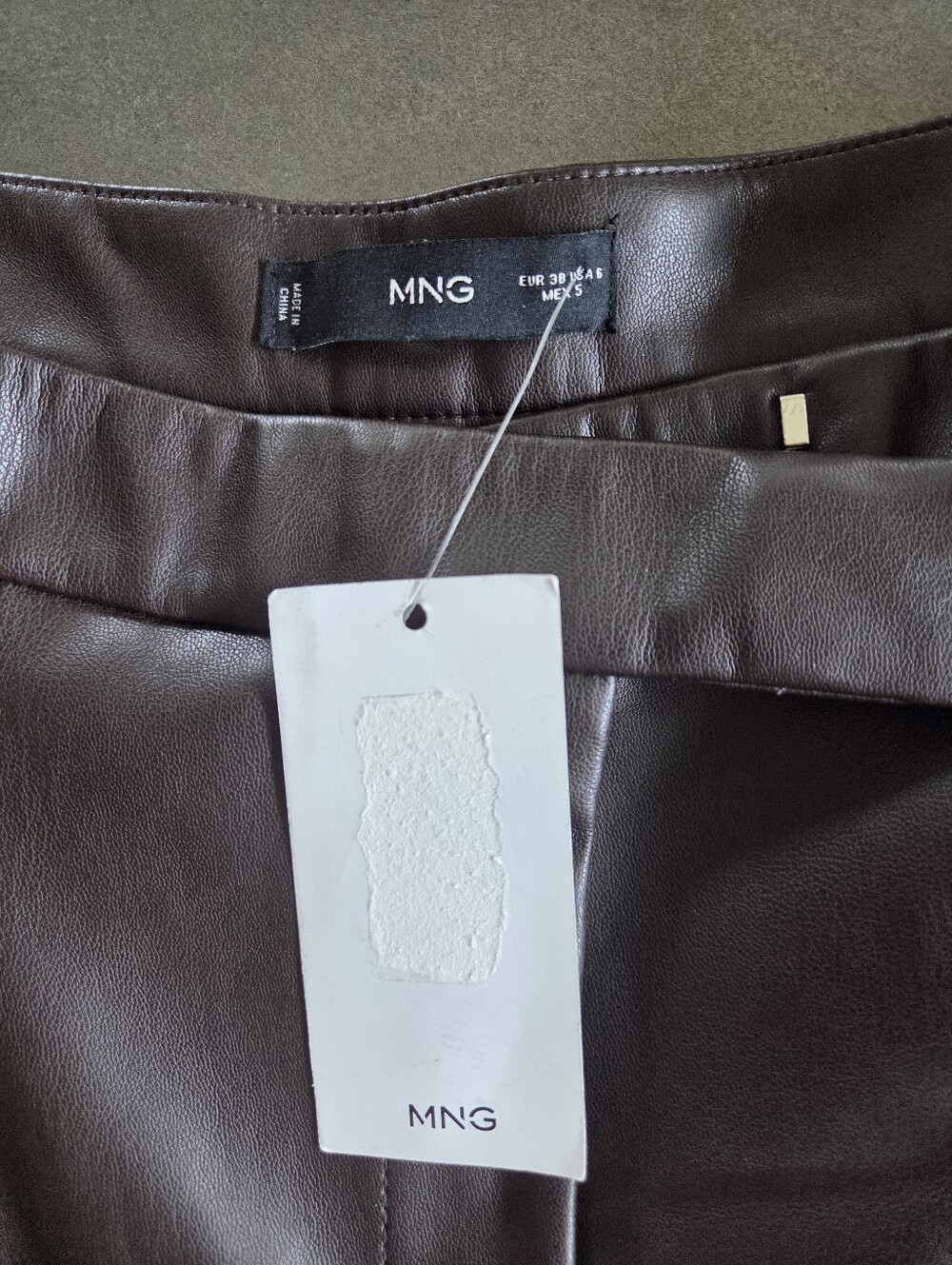 Mango Mng Womens Brown Riga Faux Leather Wide Leg Pants Size 6 NWT Office Fall - Picture 5 of 11